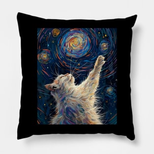 Cat Starry Night Sparkle Pillow