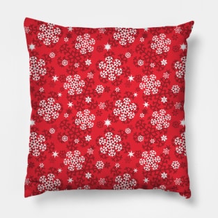 Snowflakes Pattern on Imperial Red Pillow