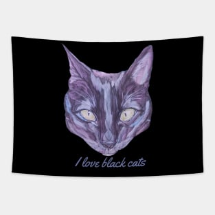 I Love Black Cats Cat Face Tapestry