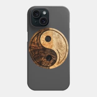 Circular wooden Yin Yang Logo Phone Case