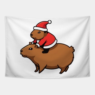 Capybara Santa - Funny Rodent for Christmas Tapestry