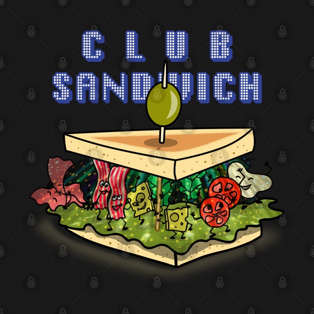 Funny Kawaii Cute Food Club Party Club House Sandwich Cartoon by BoggsNicolas