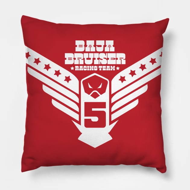 1974 - Baja Bruiser (Eagle Design - White on Red) Pillow by jepegdesign