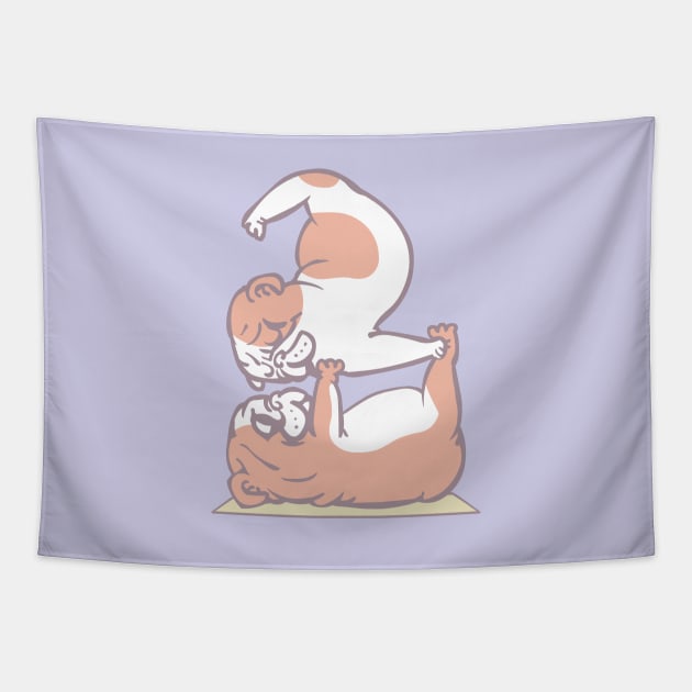 Acroyoga English Bulldog Tapestry by huebucket