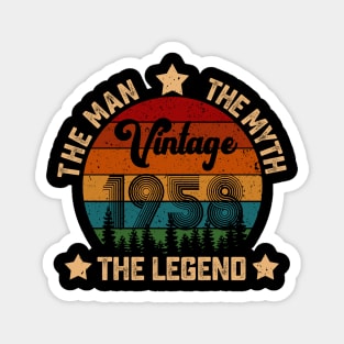 Father's Day Shirt Vintage 1958 The Men Myth Legend 62nd Birthday Gift Magnet