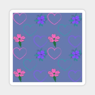 Primroses and Violets with Hearts Pattern Magnet