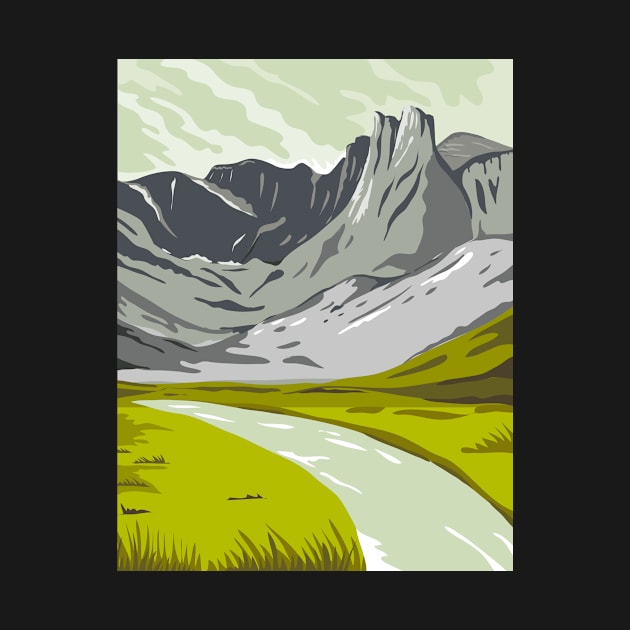 Gates of the Arctic National Park and Preserve Oolah Valley in Alaska United States WPA Poster Art Color by retrovectors