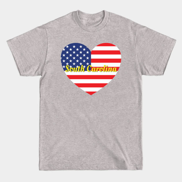 Disover South Carolina American Flag Heart - South Carolina - T-Shirt