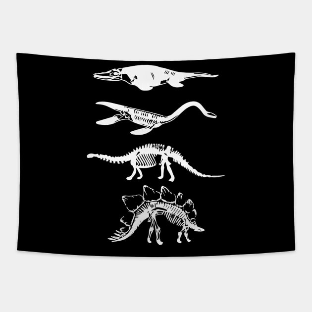 Dinosaurs in white Tapestry by NickiPostsStuff