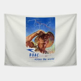 B.O.A.C. Speedbird Routes UK Vintage Poster Tapestry