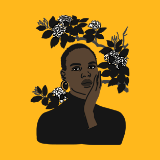 Black Girl with White Flower T-Shirt