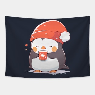 Cute Cocoa Penguin Tapestry