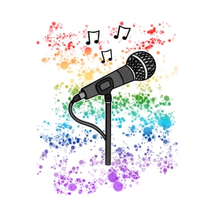 Microphone Singer Rainbow Colours Singing Teacher Vocalist Musician T-Shirt