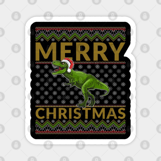 Christmas Dinosaur T-Rex Merry Xmas Pajama Magnet by aneisha