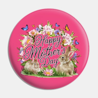 Happy mothers day, fun flowers and bunnies print shirt Pin