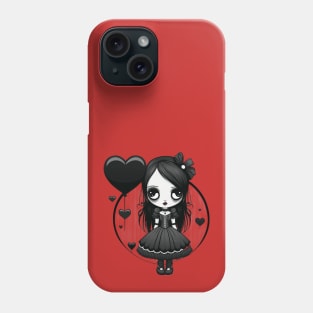 Chibi Goth Valentine Emo Girl Heart Balloons Phone Case