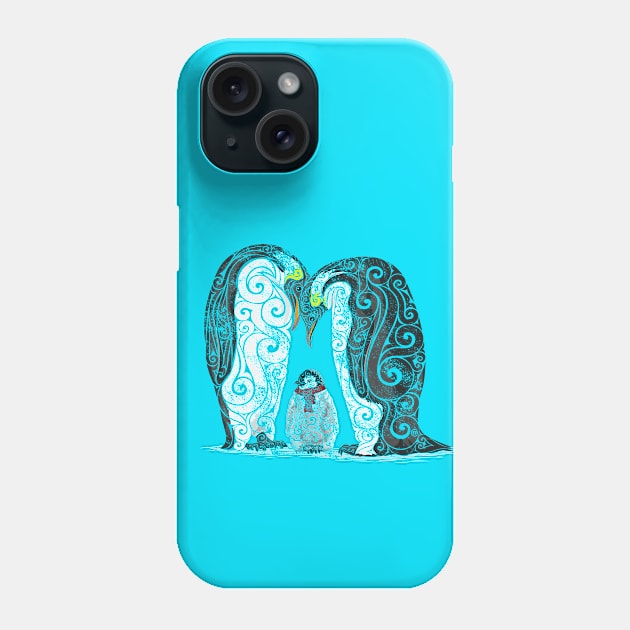 Swirly Penguin Family Phone Case by VectorInk