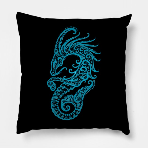 Blue Capricorn Zodiac Sign Pillow by jeffbartels