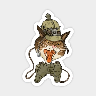 angry gamer cat. german helmet. Magnet