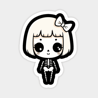 Cute Skeleton Girl in Kawaii Style | Halloween Design for Girls | Kawaii Girl Magnet