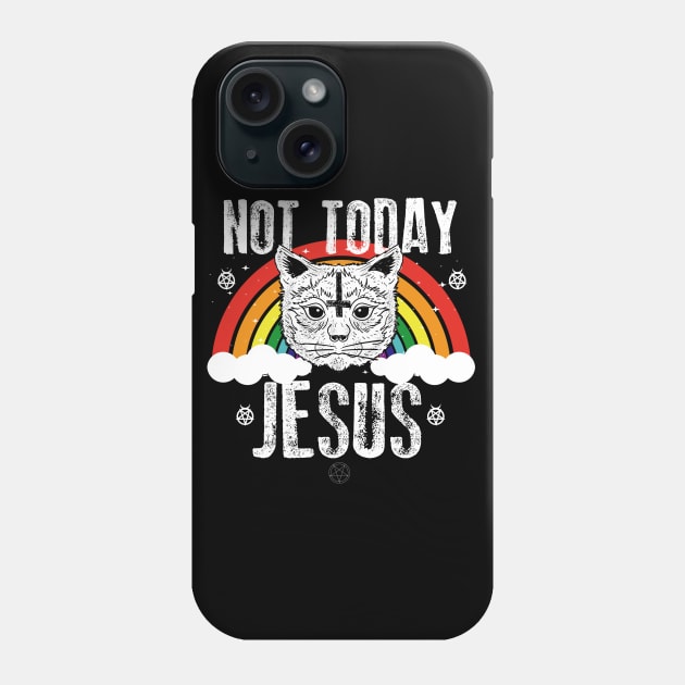 Not Today Jesus Rainbow Satanic Cat Gothic Gift Idea T-shirt Phone Case by dconciente