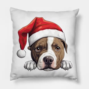 Christmas Peeking American Staffordshire Terrier Dog Pillow