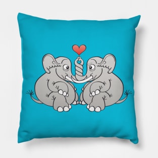 Couple of sweet elephants in love intertwining trunks Pillow