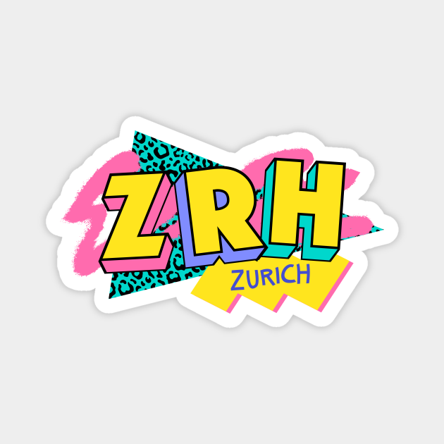 Zurich Switzerland Retro 90s Logo Zurich Switzerland Magnet Teepublic