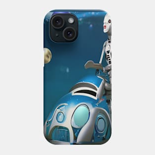 a robot traveling in space Phone Case