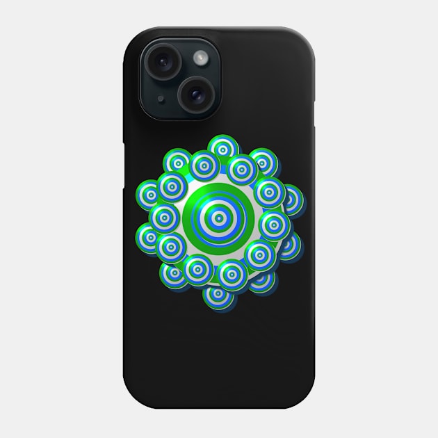 Flower Design made with circles - white, blue, green Phone Case by emyzingdesignz