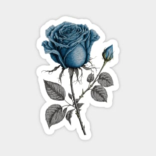 Blue Rose Drawing, Flower Drawing, Gift For Her Magnet