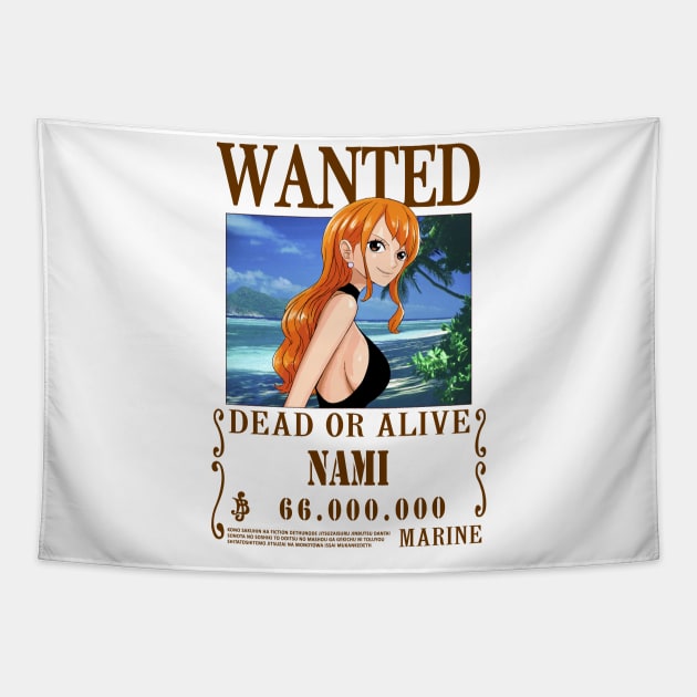 Nami One Piece Wanted Fashion Tapestry by Teedream