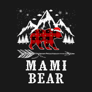 Mami Bear Christmas Red Plaid Buffalo Family Pajama Funny T-Shirt