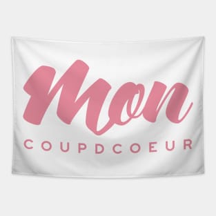 Moncoupdcoeur Pink logo Tapestry