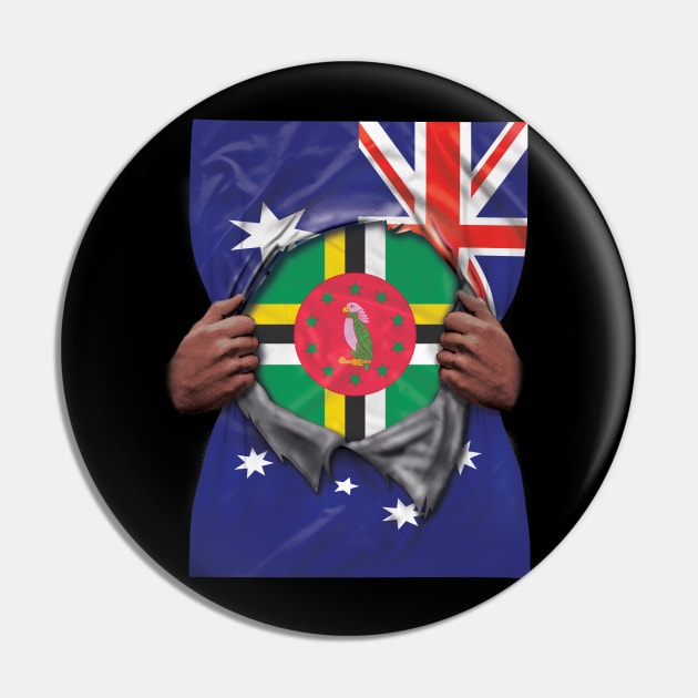 Dominica Flag Australian Flag Ripped - Gift for Dominican From Dominica Pin by Country Flags