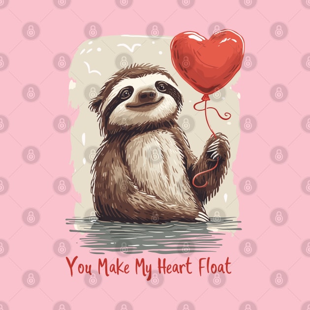 Floating with Love: Adorable Sloth Valentine's Day by Abystoic