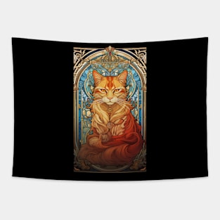 Tangerine Tabby Art Nouveau Tapestry