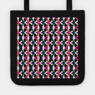 Azure blue, pink and dark blue retro geometrical semicircles pattern Tote