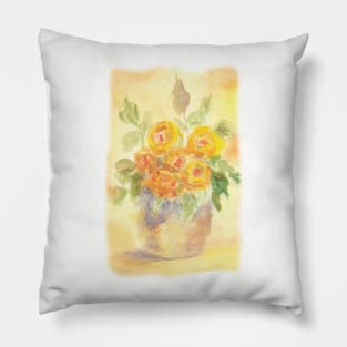 Yellow and Peach Flowers Pillow