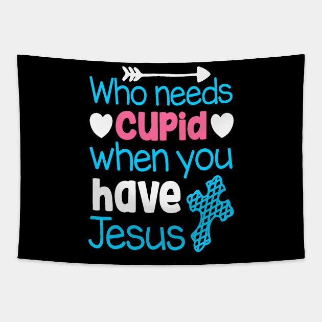 Cupid Valentine Blue Jesus Lover Tapestry by Melaine GoddessArt