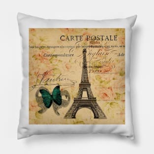 vintage butterfly paris eiffel tower fashion Pillow