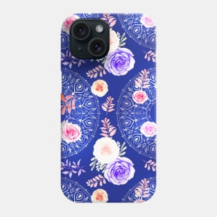 Winter Mandalas and Roses Icy Chilly Blue Phone Case