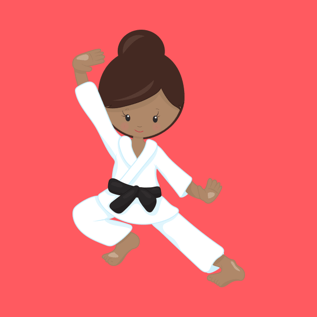African American Girl, Black Belt, Karate Girl by Jelena Dunčević