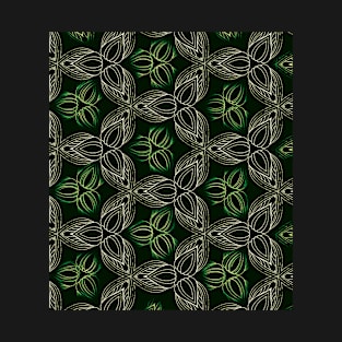 Moss green leaves line ornament T-Shirt