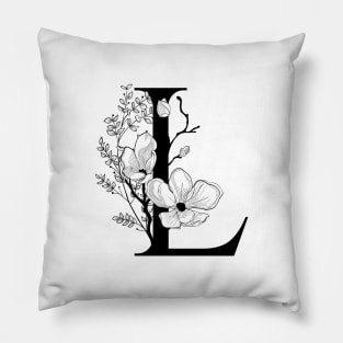 Letter L Monogram - Floral Initial Pillow