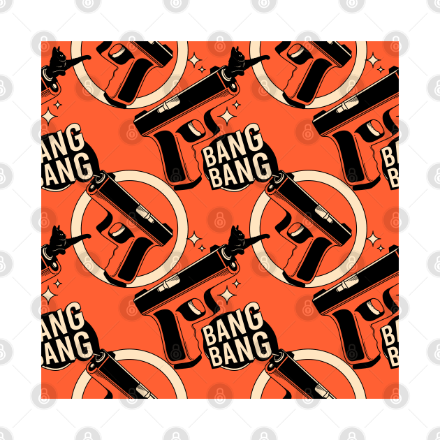 Bang Bang Black Cat Pattern in orange by The Charcoal Cat Co.