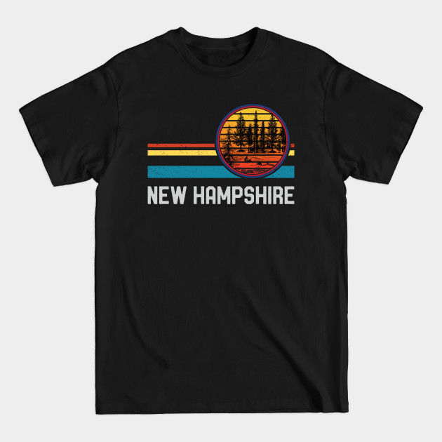 Discover Vintage Retro New Hampshire 80s 70s Lake Pine Forest Sunset - New Hampshire - T-Shirt