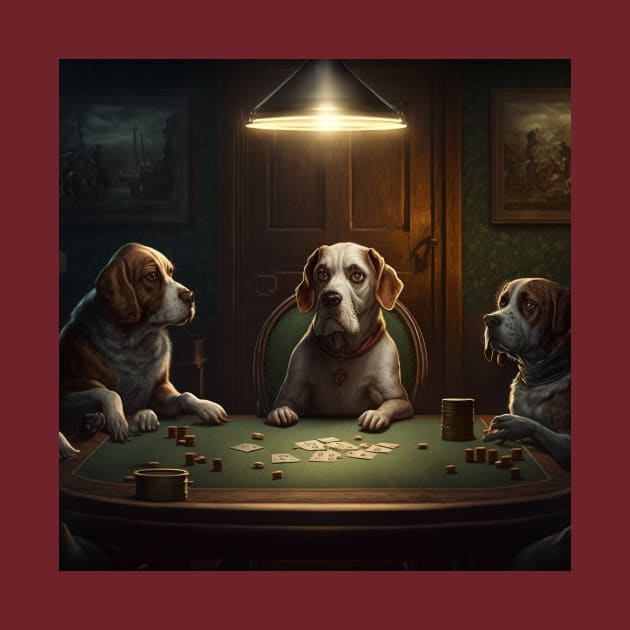 Dogs Playing Poker by C.M. Coolidge colourful illustration by KOTYA