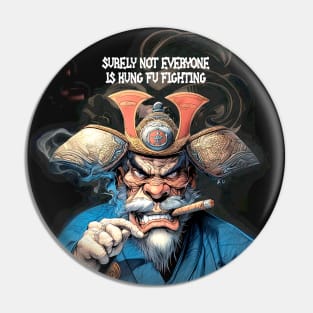 Puff Sumo: Surely not everyone is kung fu fighting on a Dark Background Pin