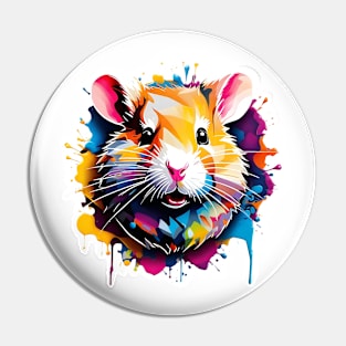 Hamster Head Dripping Rainbow Graffiti Pin